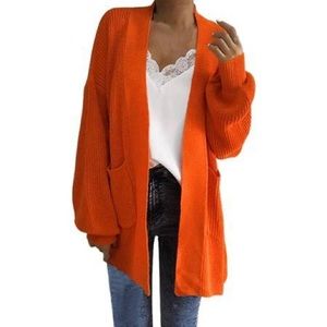 Bright Orange Knit Cardigan